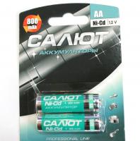 Аккумулятор Ni-Cd "САЛЮТ", АА, HR6,800mAh, 1.2В, (уп. 2 штуки)